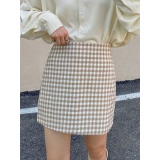 오어 체크 미니 스커트