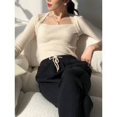 노제 스퀘어넥 골지 티셔츠