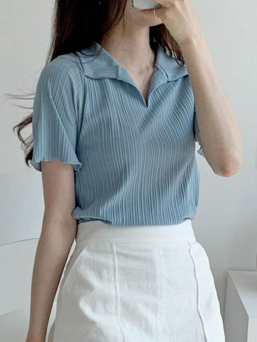 카란카랑 링클 카라 티셔츠