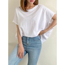 이지니 라운드 절개 티셔츠