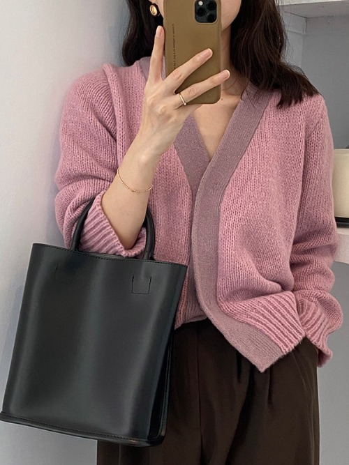토미 배색 라인 가디건