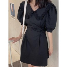 리뷰 빅 카라 미니 원피스