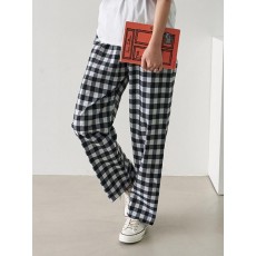 멀크 남녀공용 체크 밴딩 팬츠