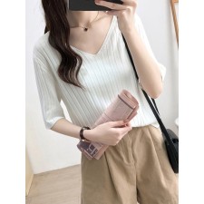 블리크 골지 반팔 니트
