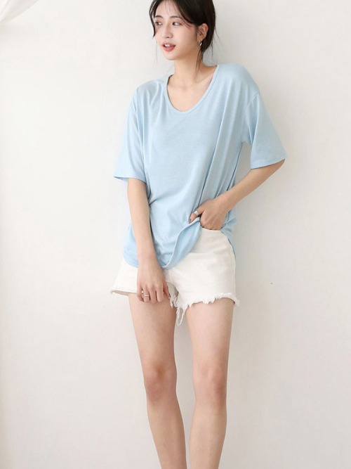 릴리나 U넥 반팔 티셔츠