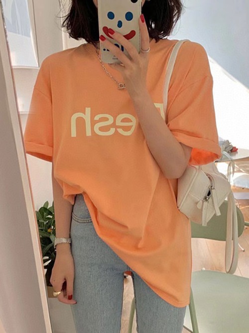 프레시아 라운드 넥 반팔 티셔츠