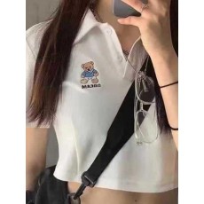 화이트드림 크롭 카라 티셔츠