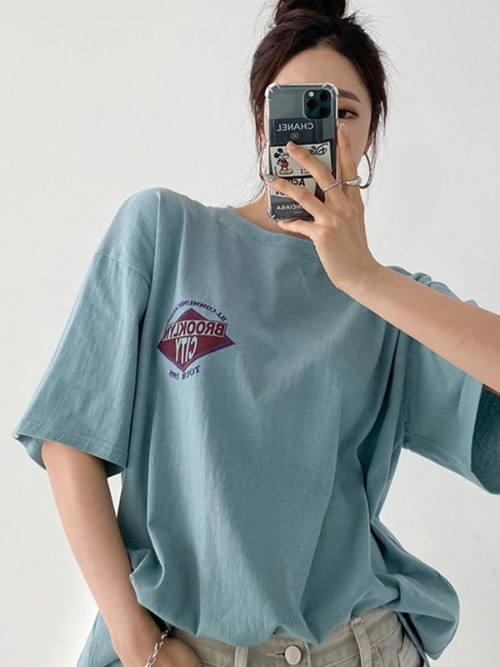 미라그로 오버핏 라운드넥 티셔츠