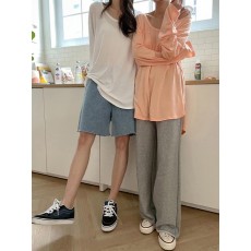 윅스 브이넥 롱 티셔츠