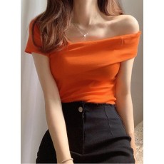 카미 언발 오프숄더 티셔츠