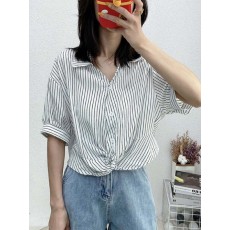 마칼린 스트라이프 반팔 셔츠