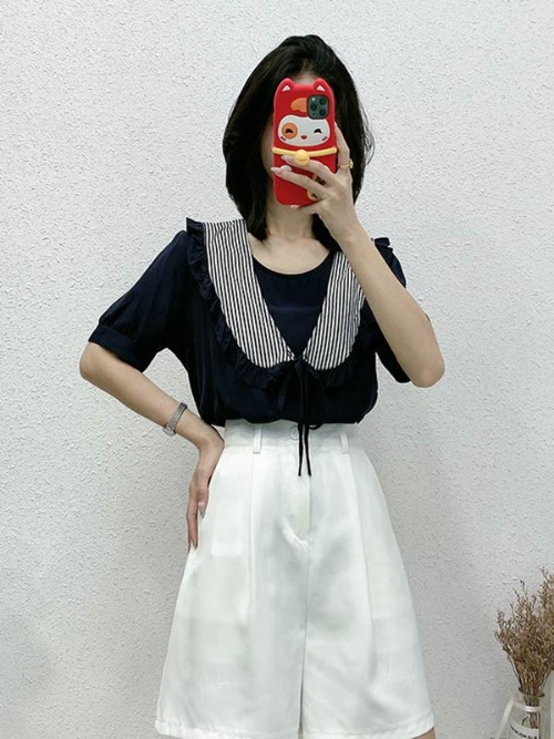 프릴미 카라 블라우스
