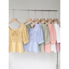 바치 스퀘어넥 블라우스