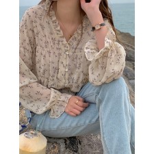 프리츠 브이넥 프릴 블라우스
