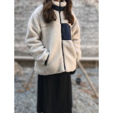 파타 뽀글이 누빔 후드 집업