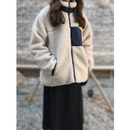 파타 뽀글이 누빔 후드 집업