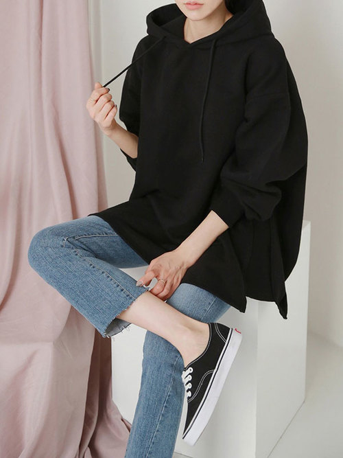 따뜻한 페이지 기모 박스 후드티