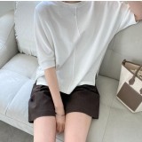 린넨배색절개티